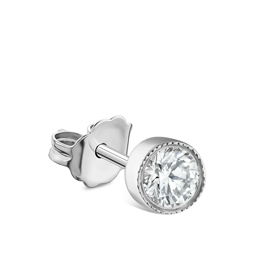 Scalloped Set Diamond Stud Earring - Image 16