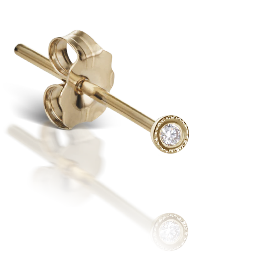 Scalloped Set Diamond Stud Earring - Image 19