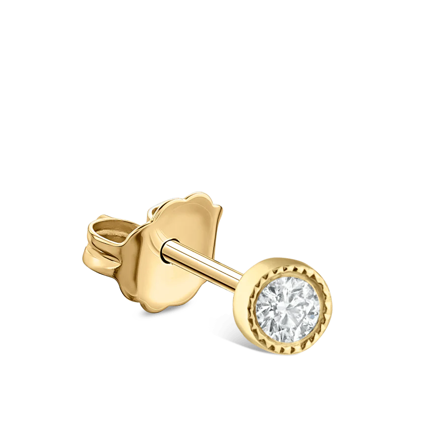 Scalloped Set Diamond Stud Earring - Image 22