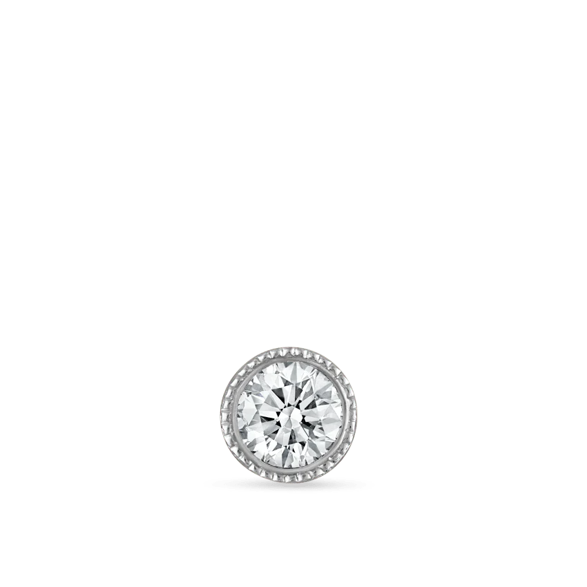 Scalloped Set Diamond Threaded Stud Earring - Image 11