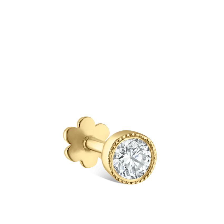 Scalloped Set Diamond Threaded Stud Earring - Image 26