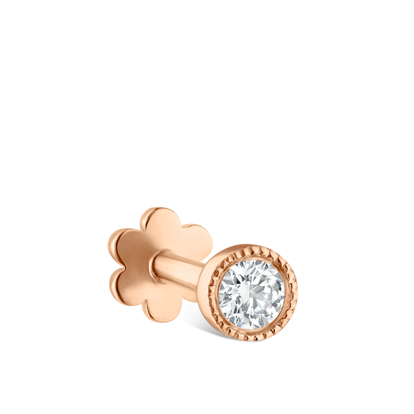 Scalloped Set Diamond Threaded Stud Earring - Image 47