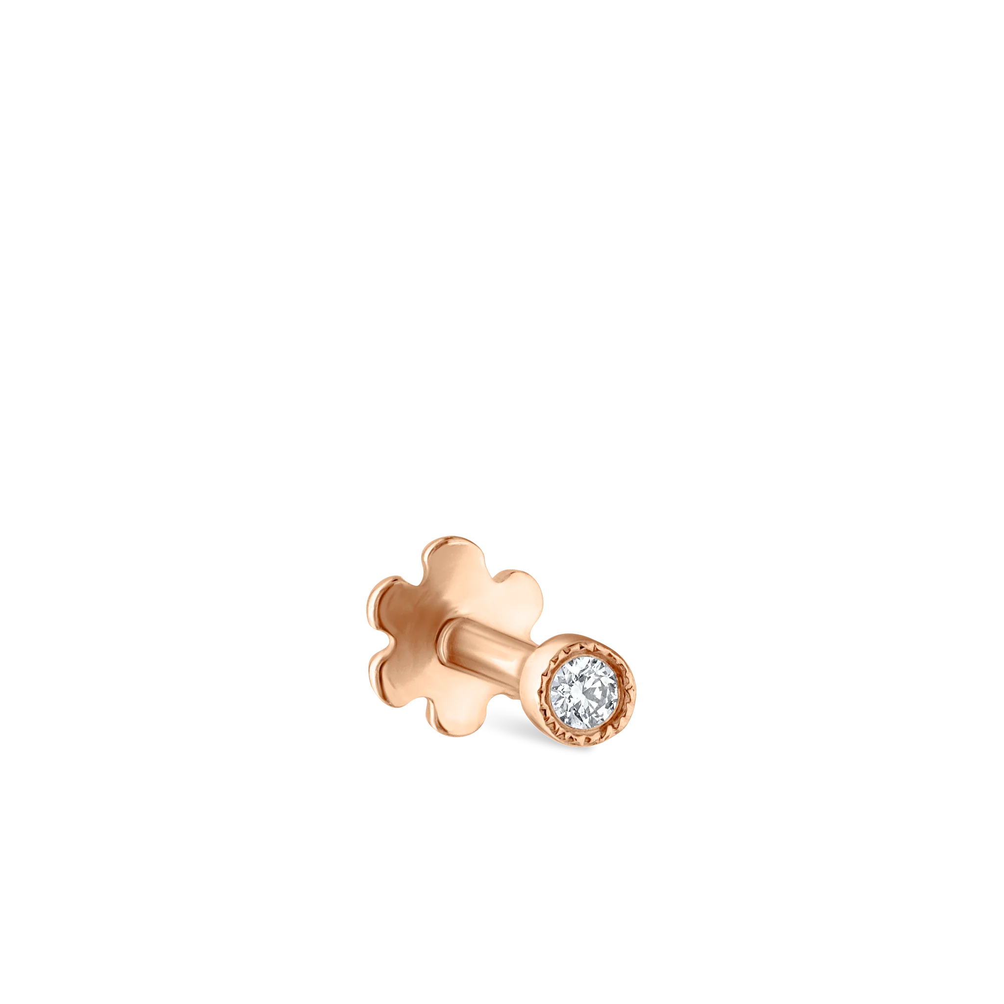 Scalloped Set Diamond Threaded Stud Earring - Image 54