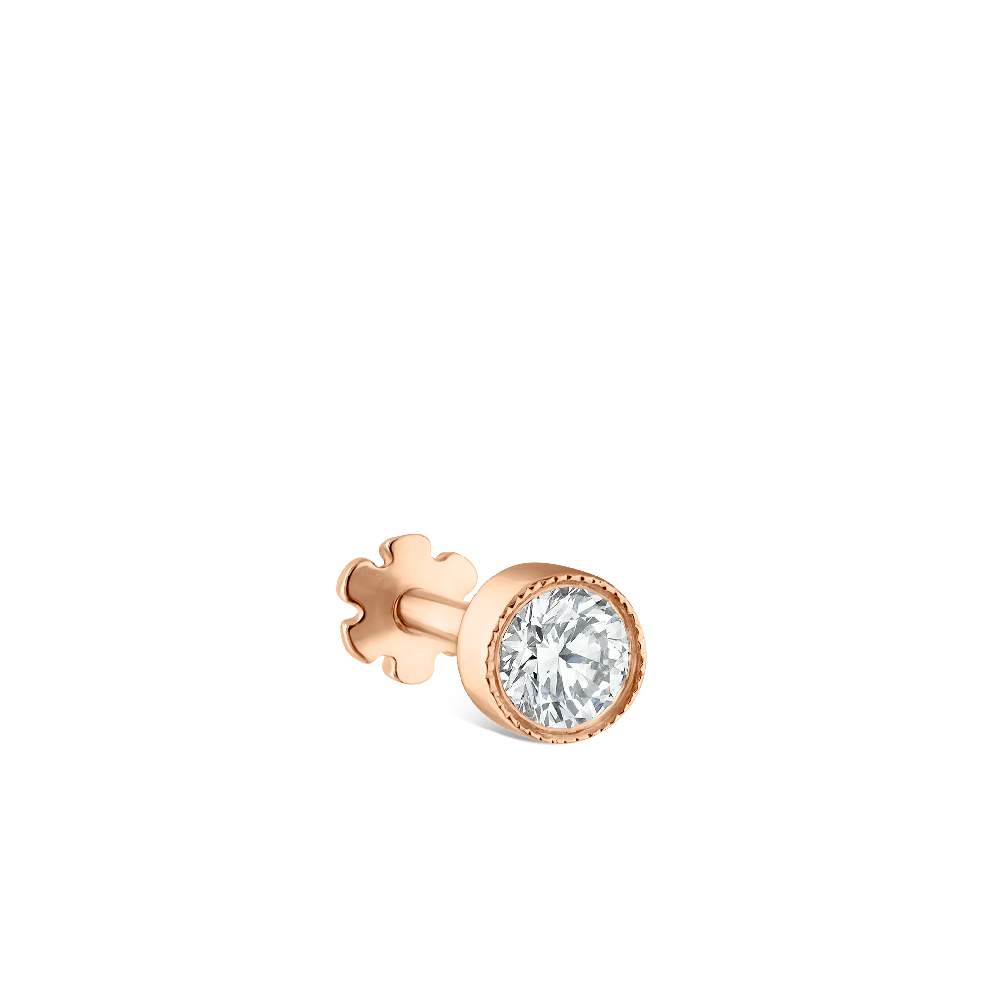Scalloped Set Diamond Threaded Stud Earring - Image 65