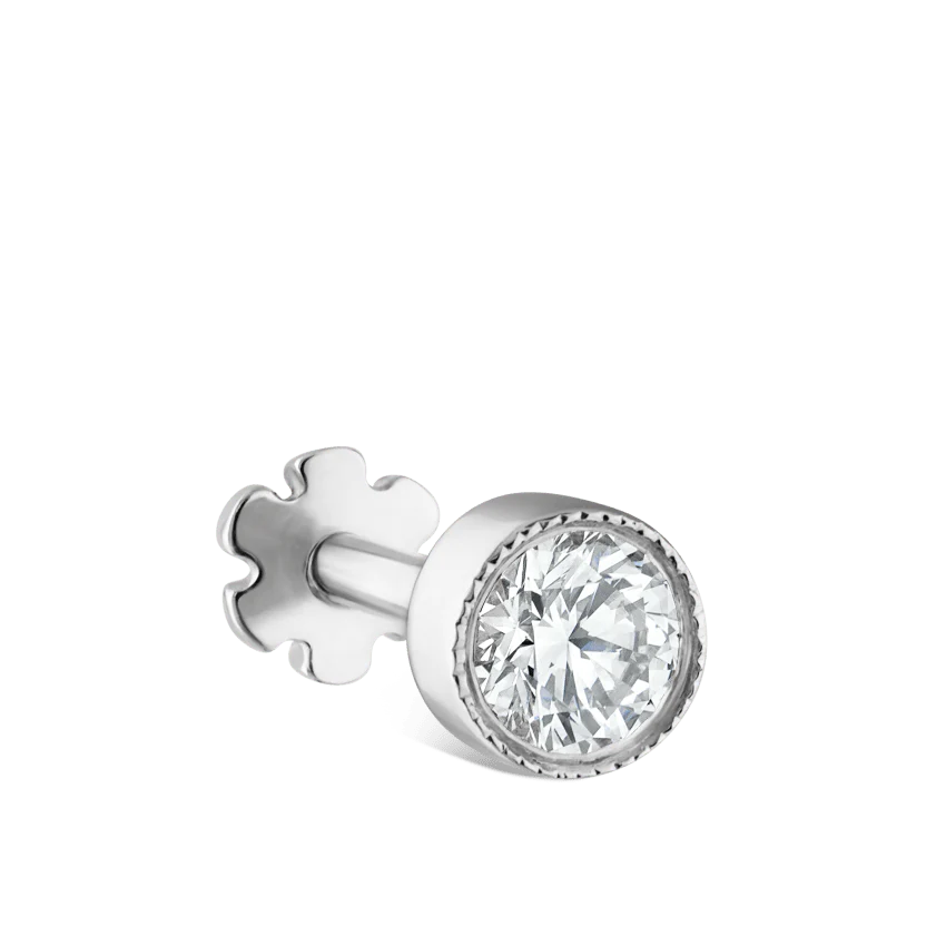 Scalloped Set Diamond Threaded Stud Earring With Titanium Backing - Image 16