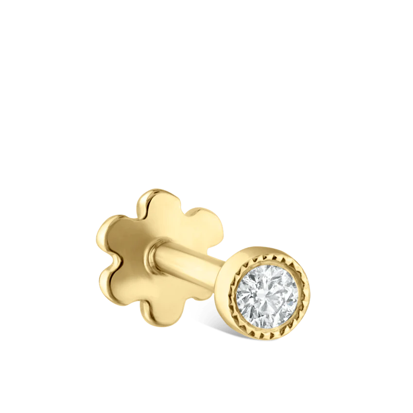 Scalloped Set Diamond Threaded Stud Earring With Titanium Backing - Image 21