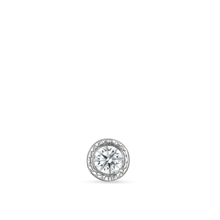 Scalloped Set Diamond Threaded Stud Earring With Titanium Backing - Image 3