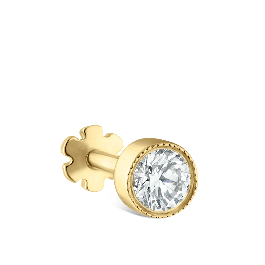 Scalloped Set Diamond Threaded Stud Earring With Titanium Backing - Image 33