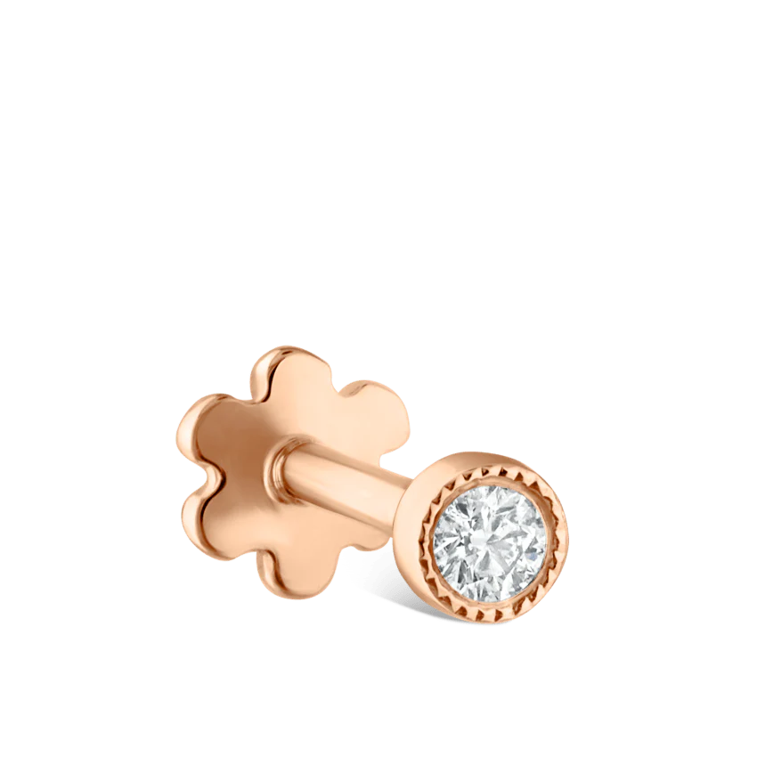 Scalloped Set Diamond Threaded Stud Earring With Titanium Backing - Image 38
