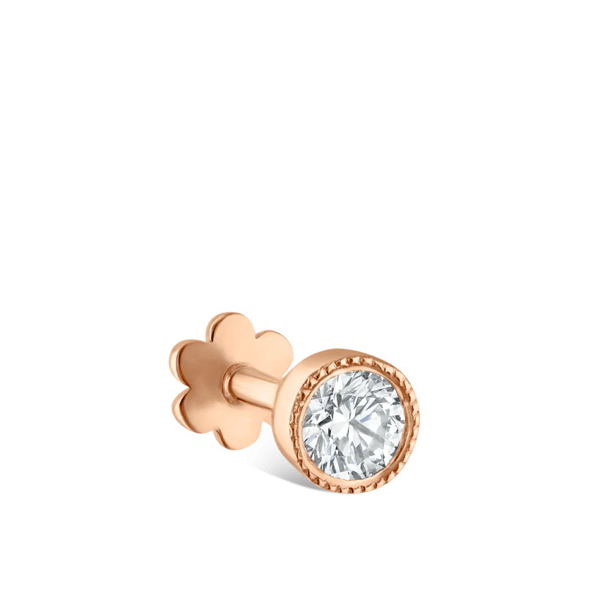 Scalloped Set Diamond Threaded Stud Earring With Titanium Backing - Image 43