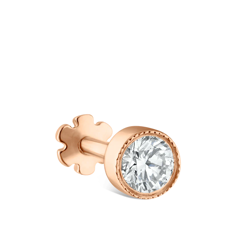 Scalloped Set Diamond Threaded Stud Earring With Titanium Backing - Image 50