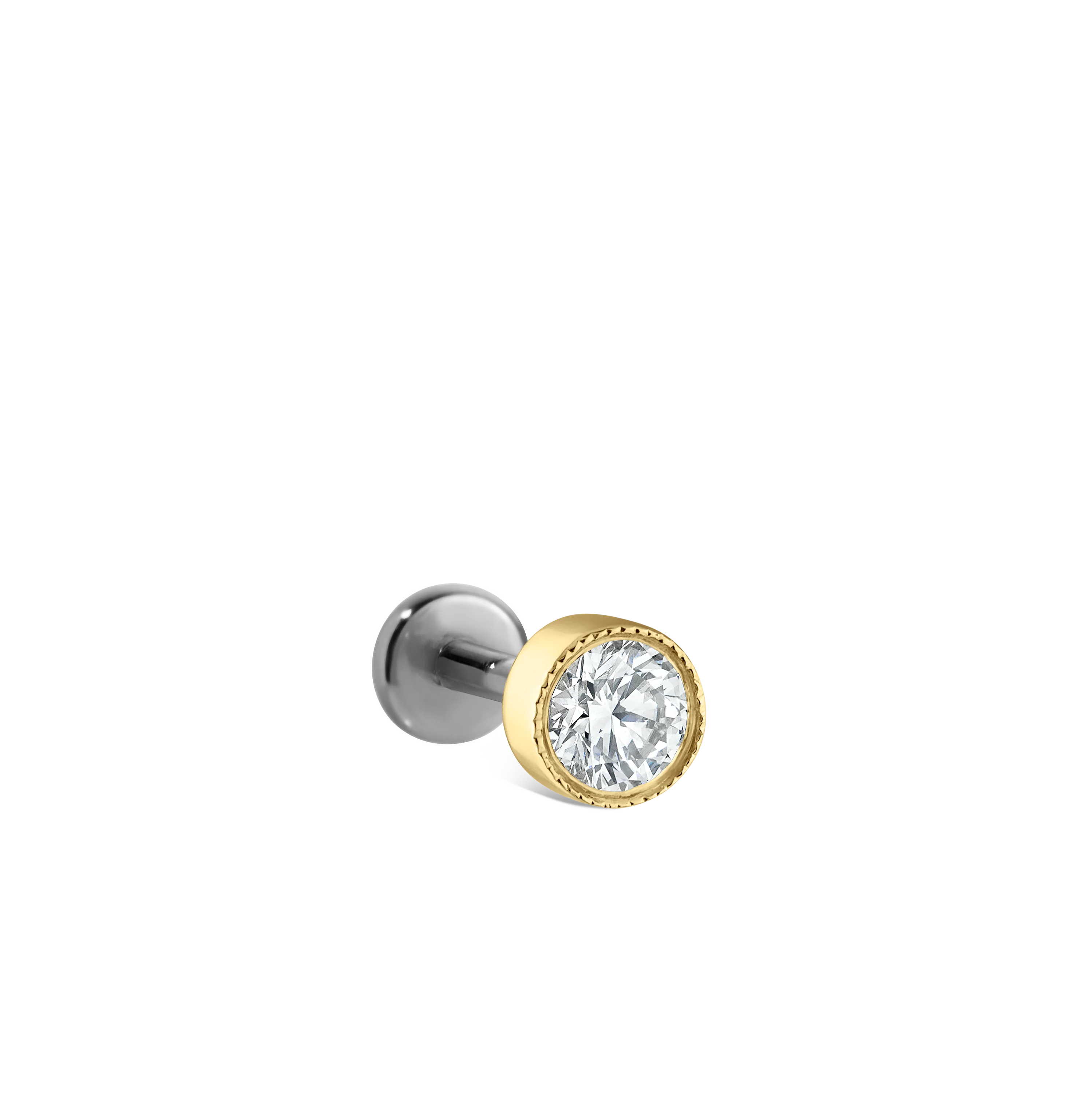 Scalloped Set Diamond Threaded Stud Earring With Titanium Backing - Image 57