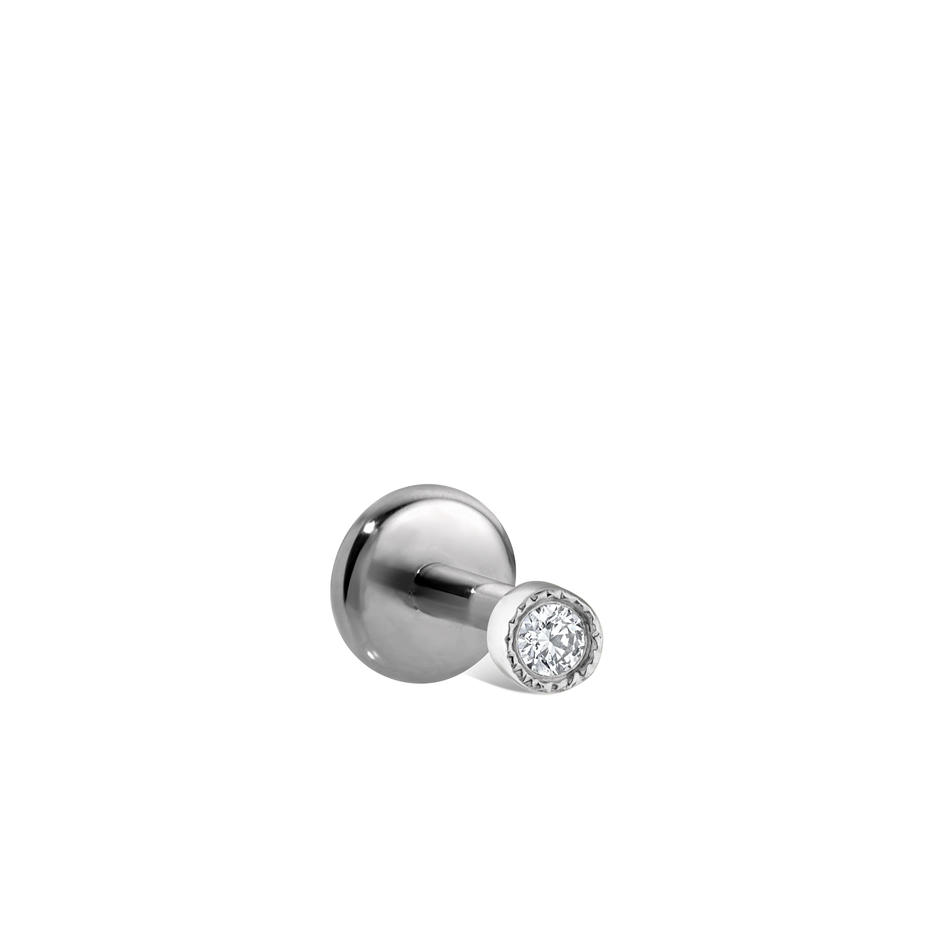 Scalloped Set Diamond Threaded Stud Earring With Titanium Backing - Image 58
