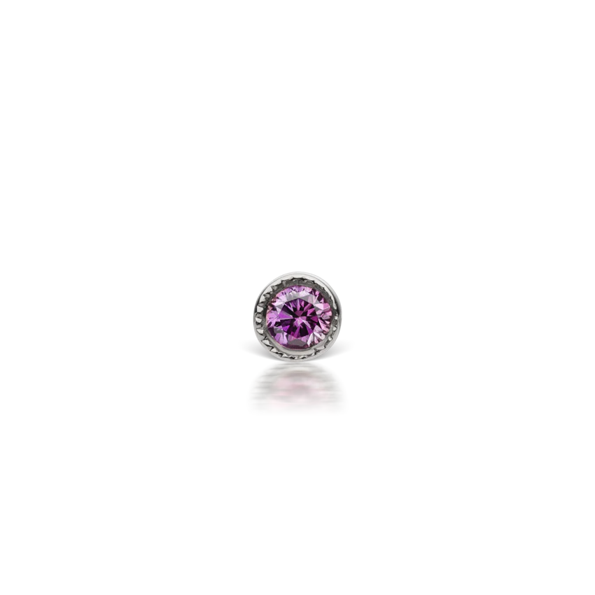 Scalloped Set Rose Purple Diamond Threaded Stud Earring With Titanium Backing - Image 3