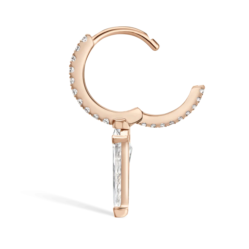 Silhouette Diamond Long Spike Eternity Hoop Earring - Image 34