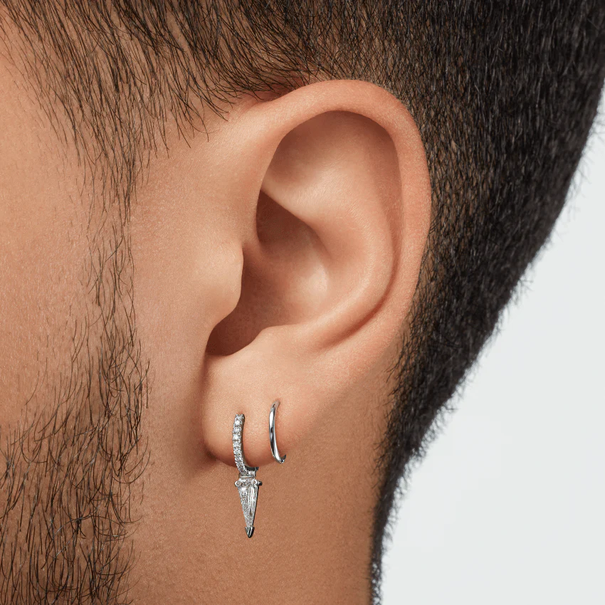 Silhouette Diamond Long Spike Eternity Hoop Earring - Image 35