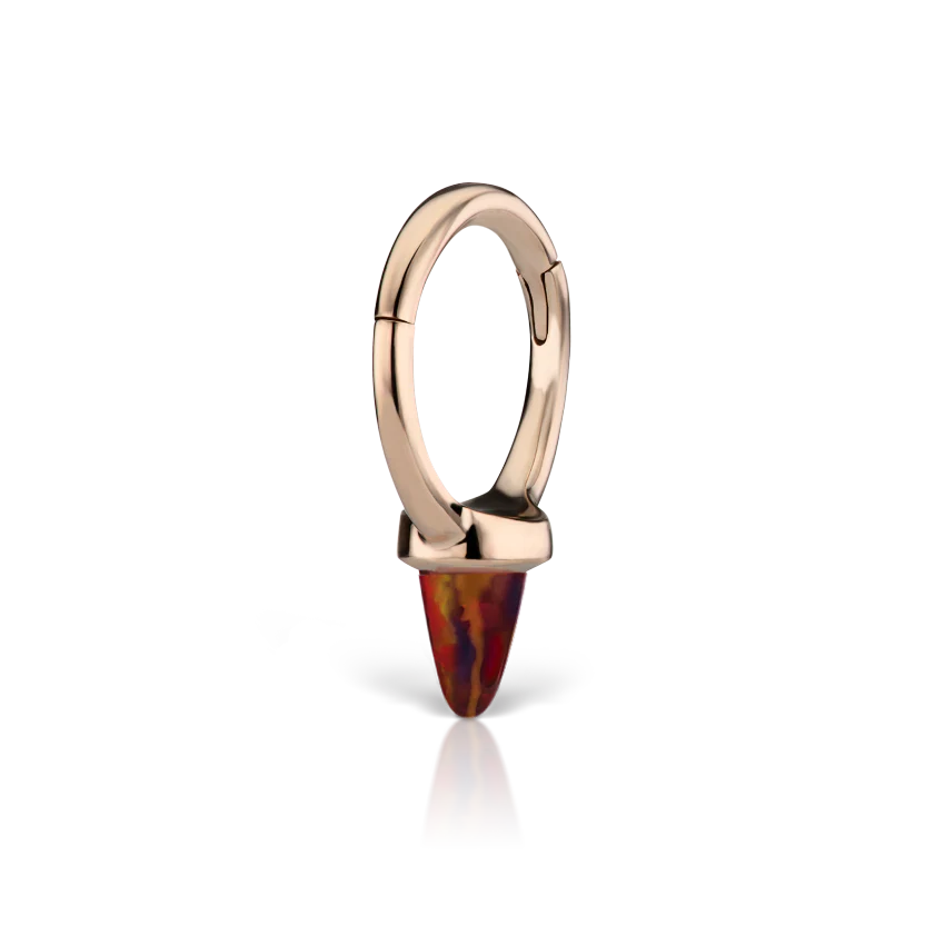Single Short Black-Red Opal Spike Hoop Earring - Image 8