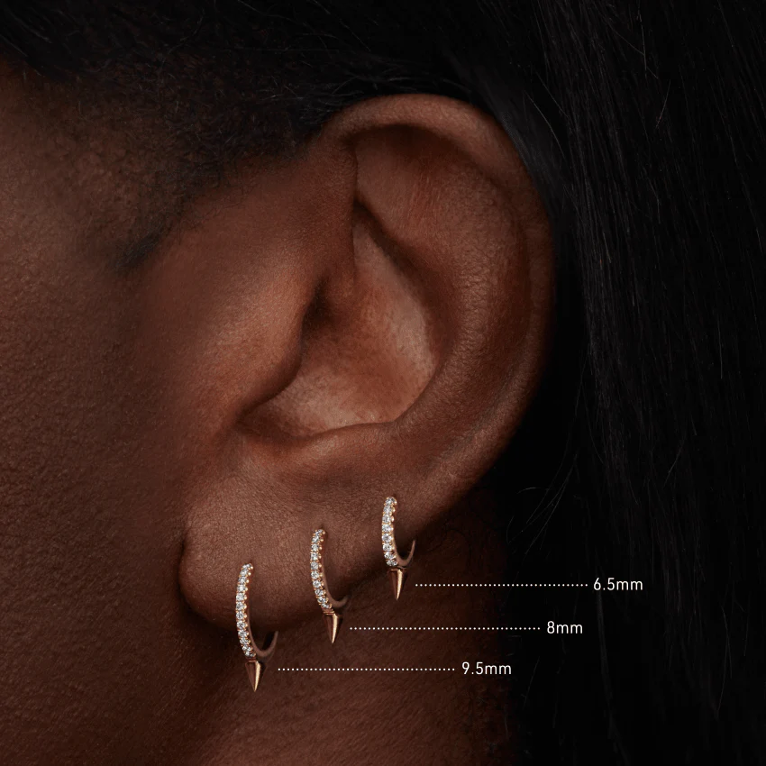 Single Short Spike Diamond Eternity Hoop Earring - Image 42
