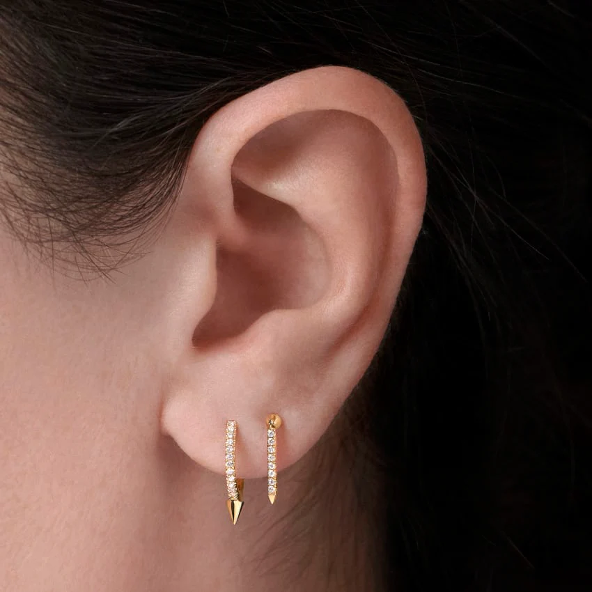 Single Short Spike Diamond Eternity Hoop Earring - Image 46