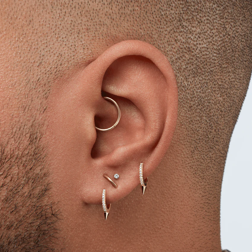 Single Short Spike Diamond Eternity Hoop Earring - Image 9