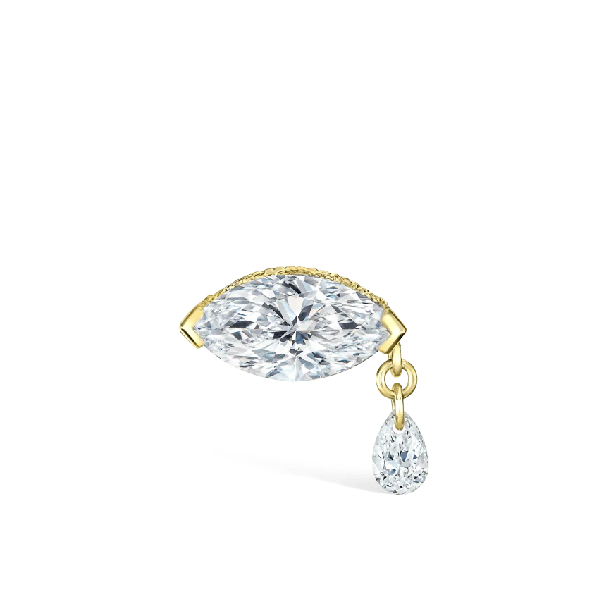 Single Teardrop Marquise Diamond Threaded Stud Earring - Image 13