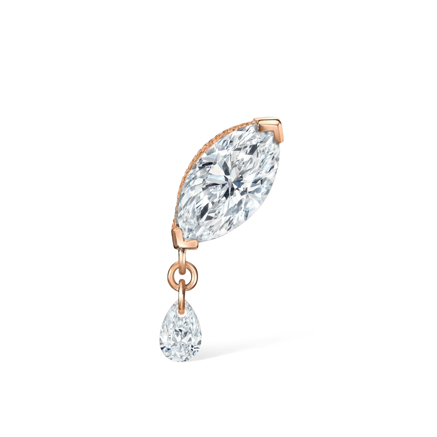 Single Teardrop Marquise Diamond Threaded Stud Earring - Image 21