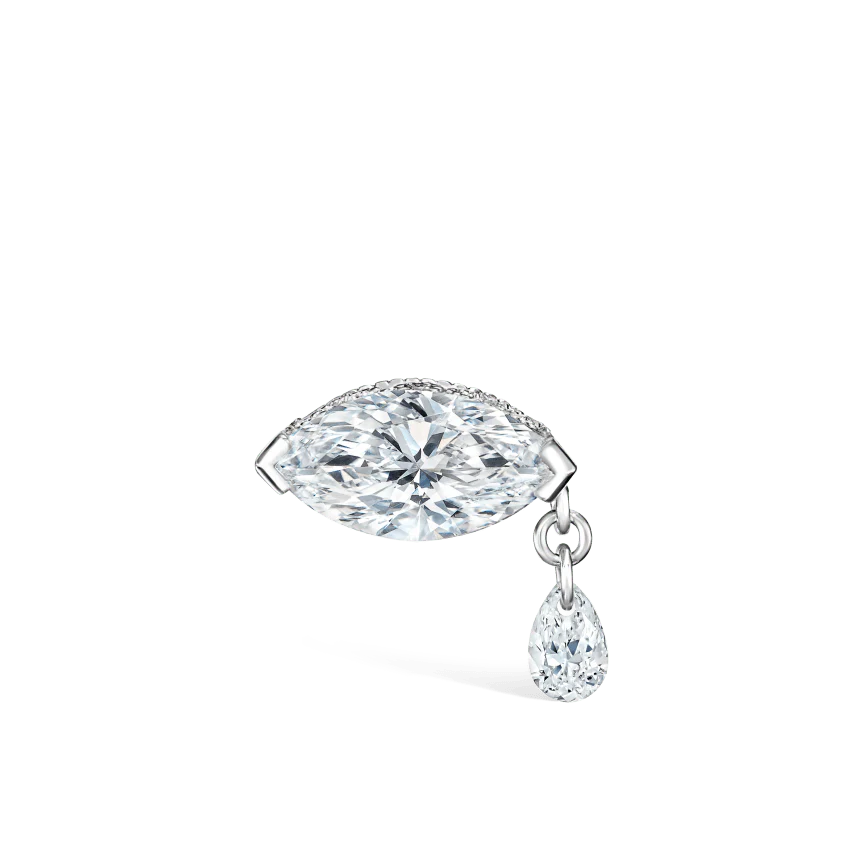 Single Teardrop Marquise Diamond Threaded Stud Earring - Image 6