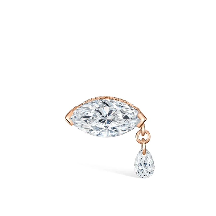 Single Teardrop Marquise Diamond Threaded Stud Earring With Titanium Backing - Image 20