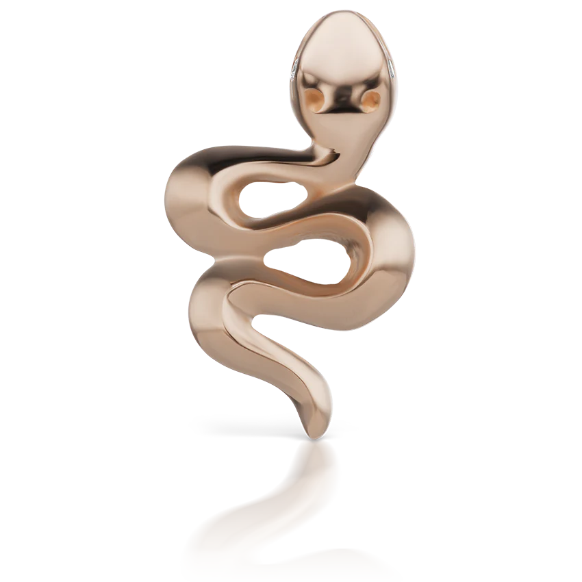 Snake with Diamond Eyes Threaded Stud Earring - Image 12