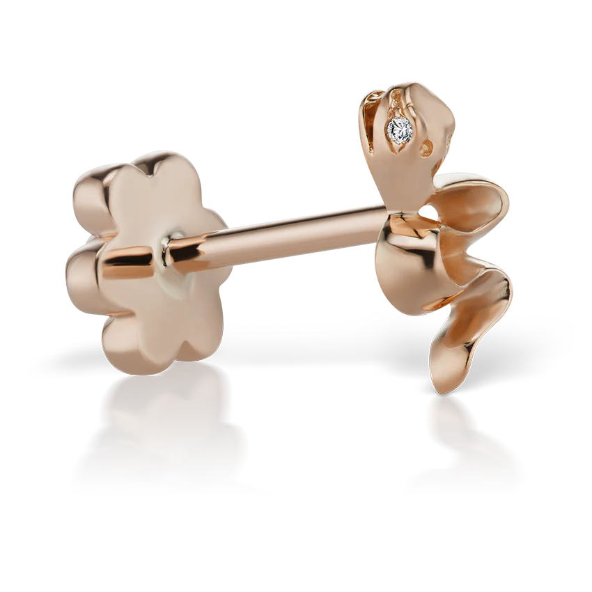 Snake with Diamond Eyes Threaded Stud Earring - Image 13