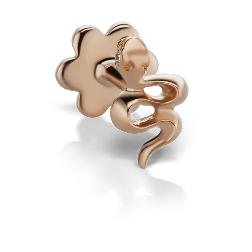 Snake with Diamond Eyes Threaded Stud Earring - Image 14