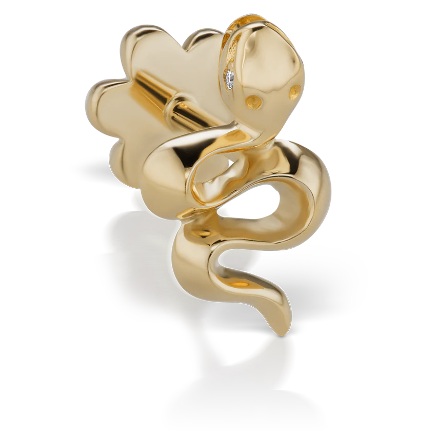 Snake with Diamond Eyes Threaded Stud Earring - Image 5
