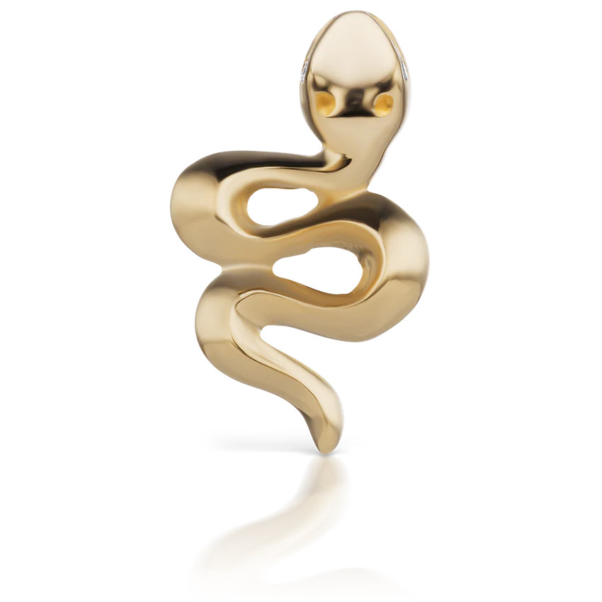 Snake with Diamond Eyes Threaded Stud Earring - Image 6