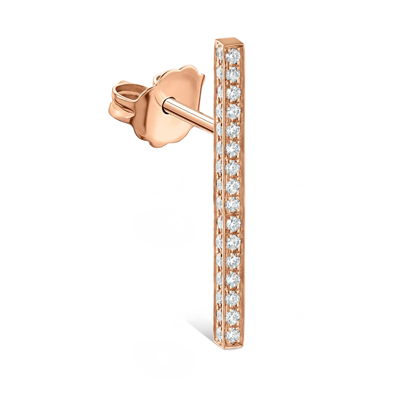Square Diamond Pavé Bar Stud Earring - Image 20