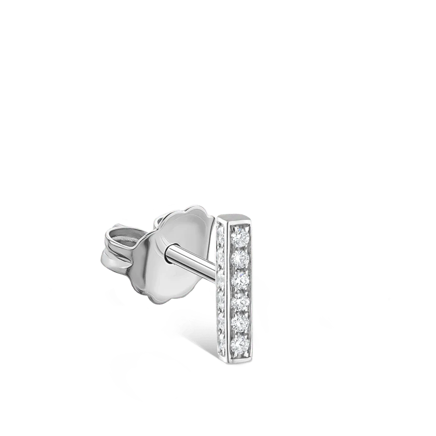 Square Diamond Pavé Bar Stud Earring - Image 3