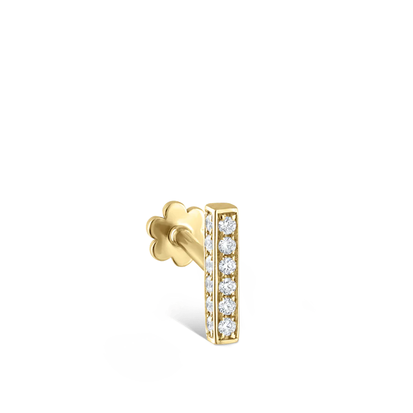 Square Diamond Pavé Bar Threaded Stud Earring - Image 14