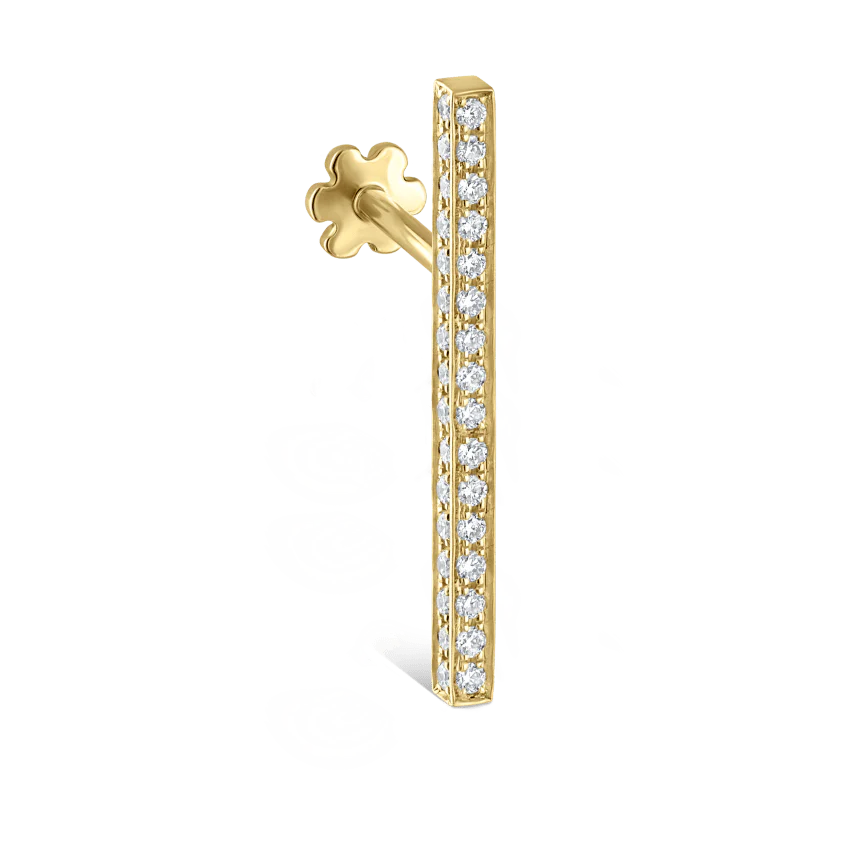 Square Diamond Pavé Bar Threaded Stud Earring With Titanium Backing - Image 22