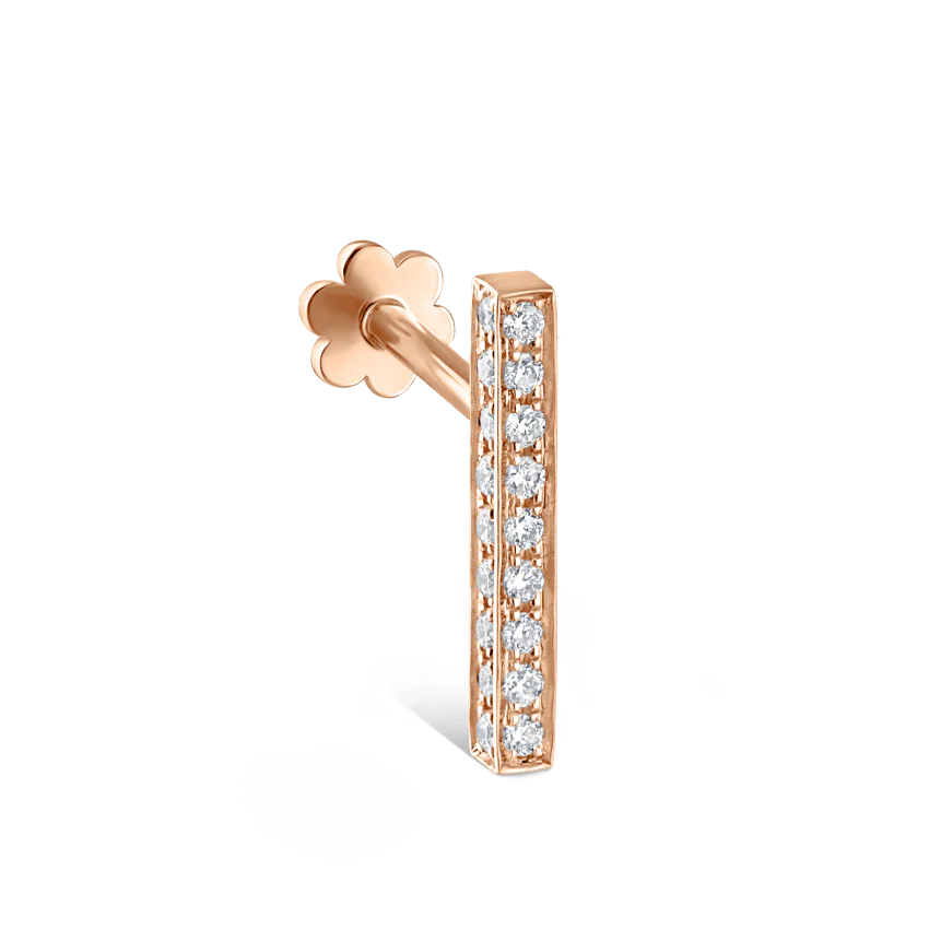 Square Diamond Pavé Bar Threaded Stud Earring With Titanium Backing - Image 31
