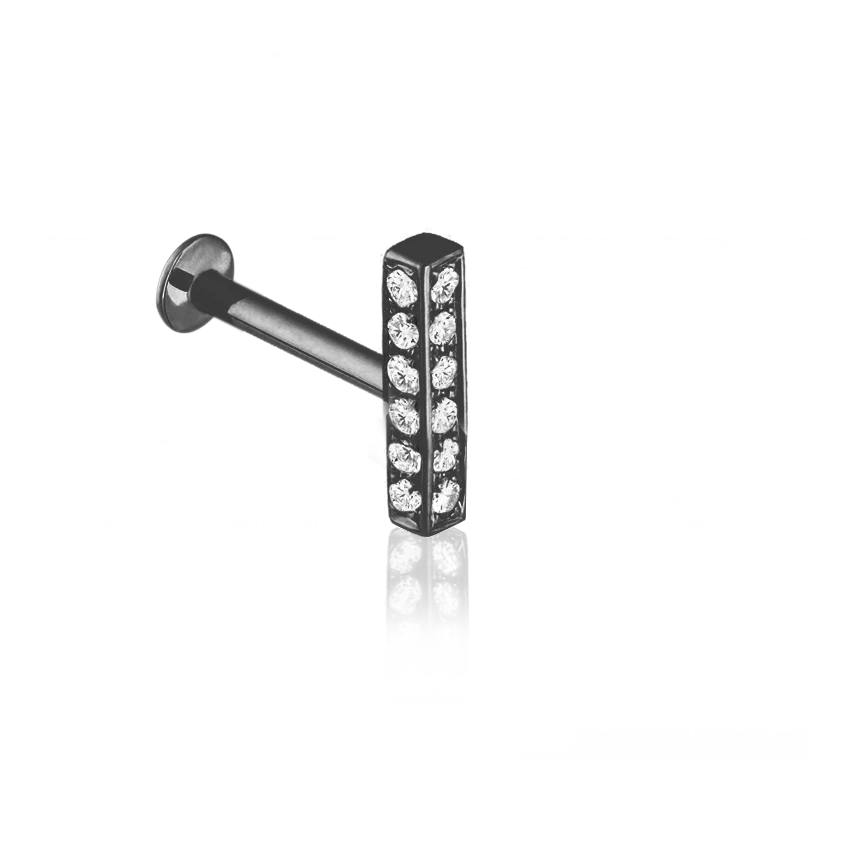 Square Diamond Pavé Bar Threaded Stud Earring With Titanium Backing - Image 38