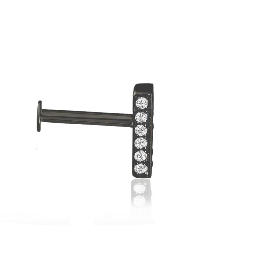 Square Diamond Pavé Bar Threaded Stud Earring With Titanium Backing - Image 39