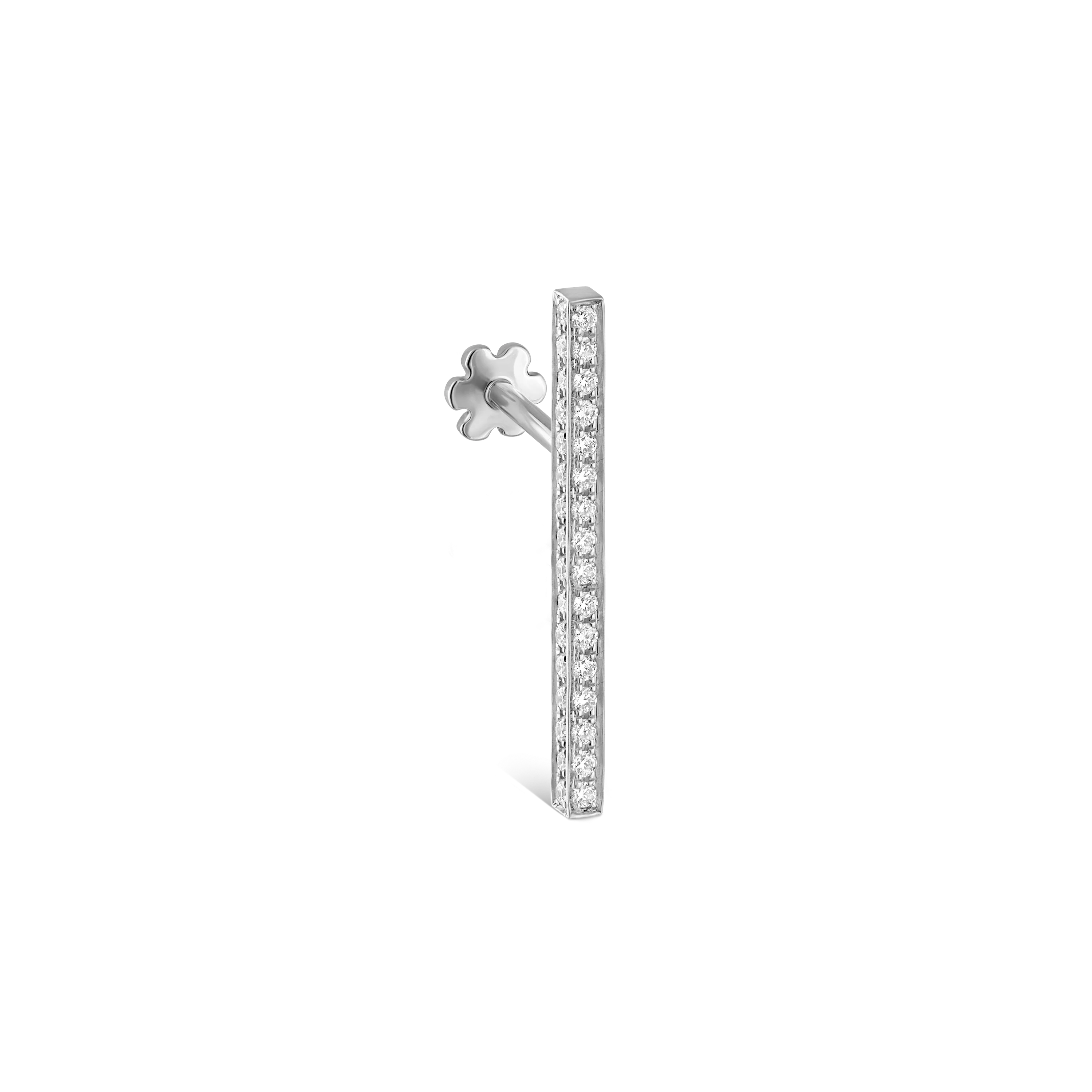 Square Diamond Pavé Bar Threaded Stud Earring With Titanium Backing - Image 47