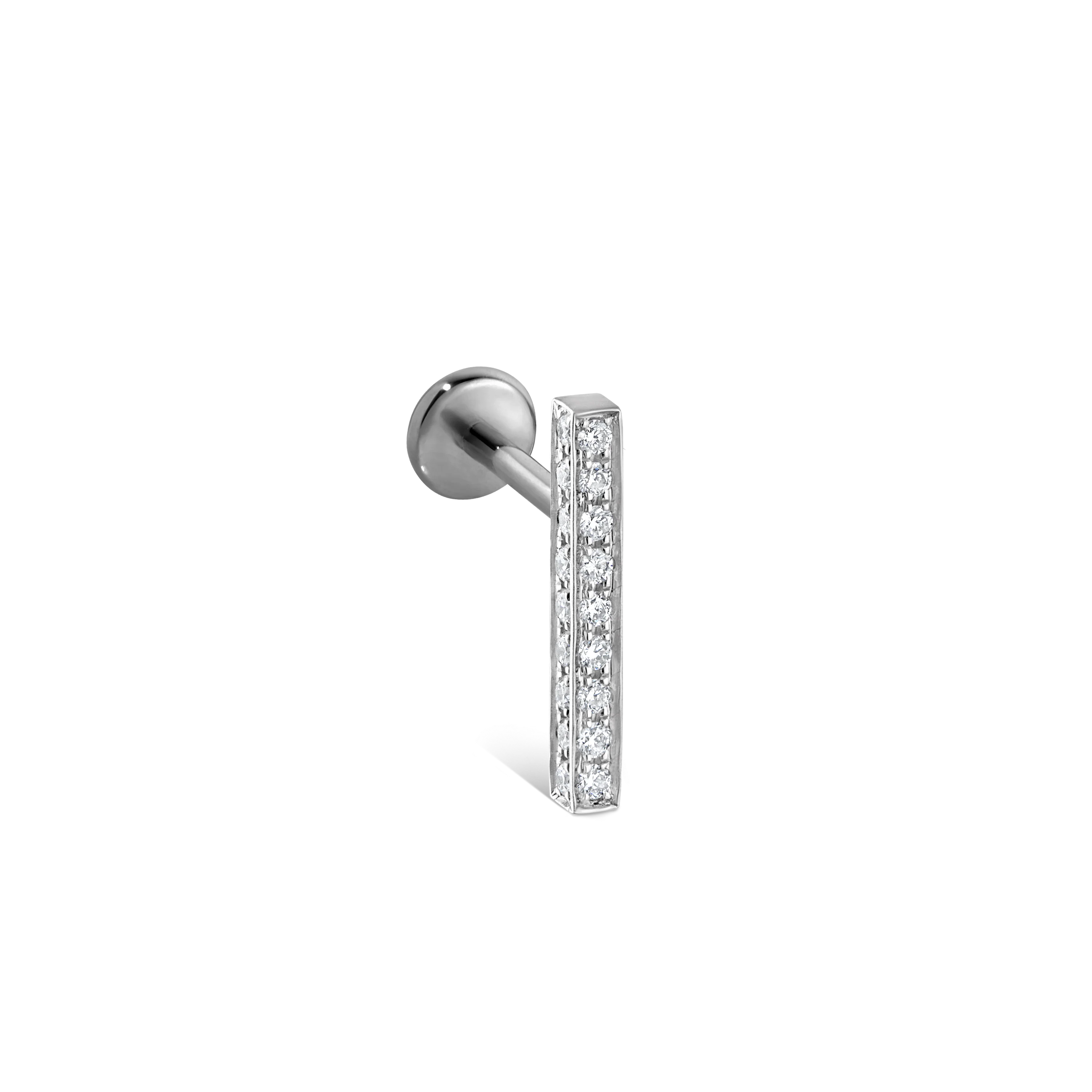 Square Diamond Pavé Bar Threaded Stud Earring With Titanium Backing - Image 54