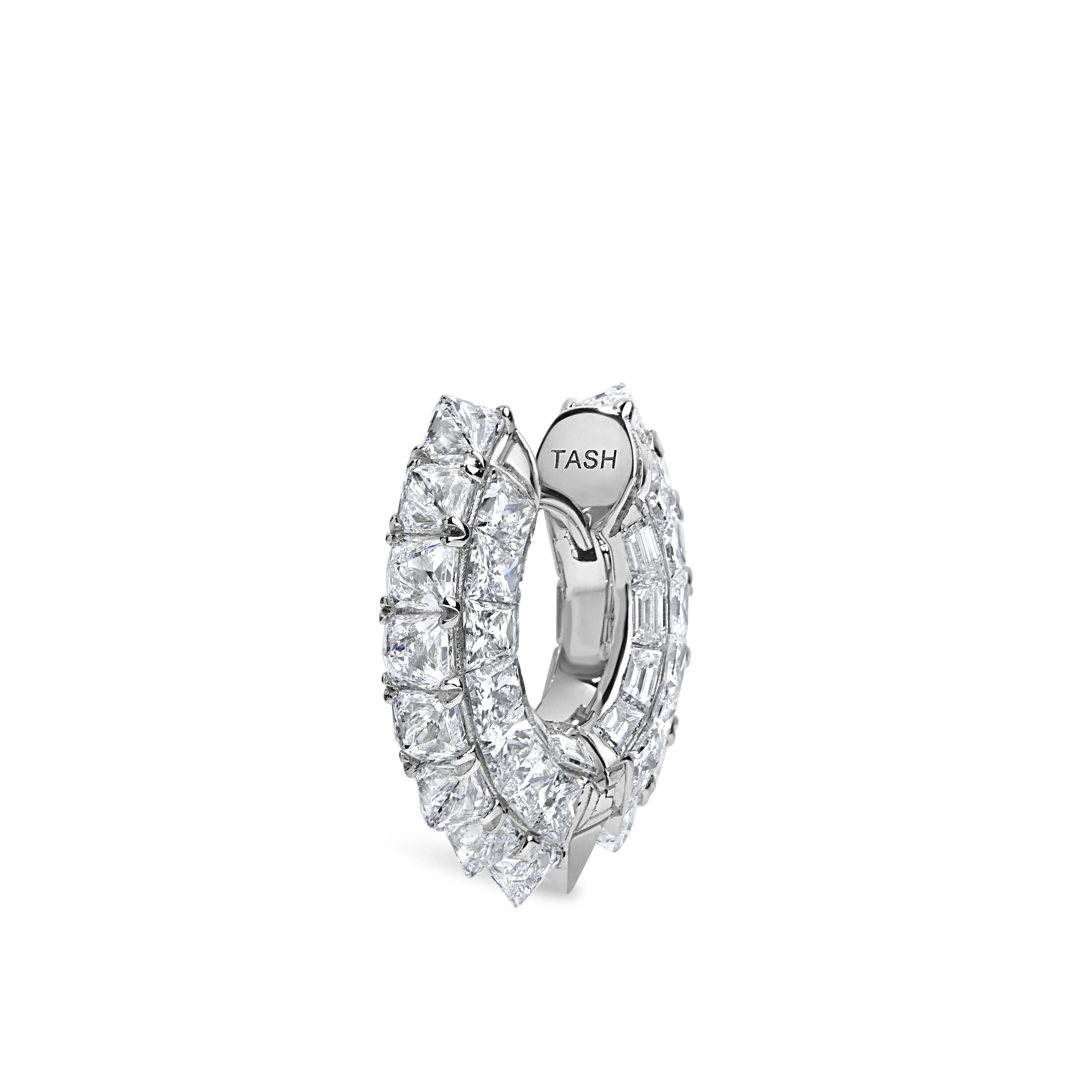 Pyramid Diamond and Baguette Pavé Hoop Earring - Image 3