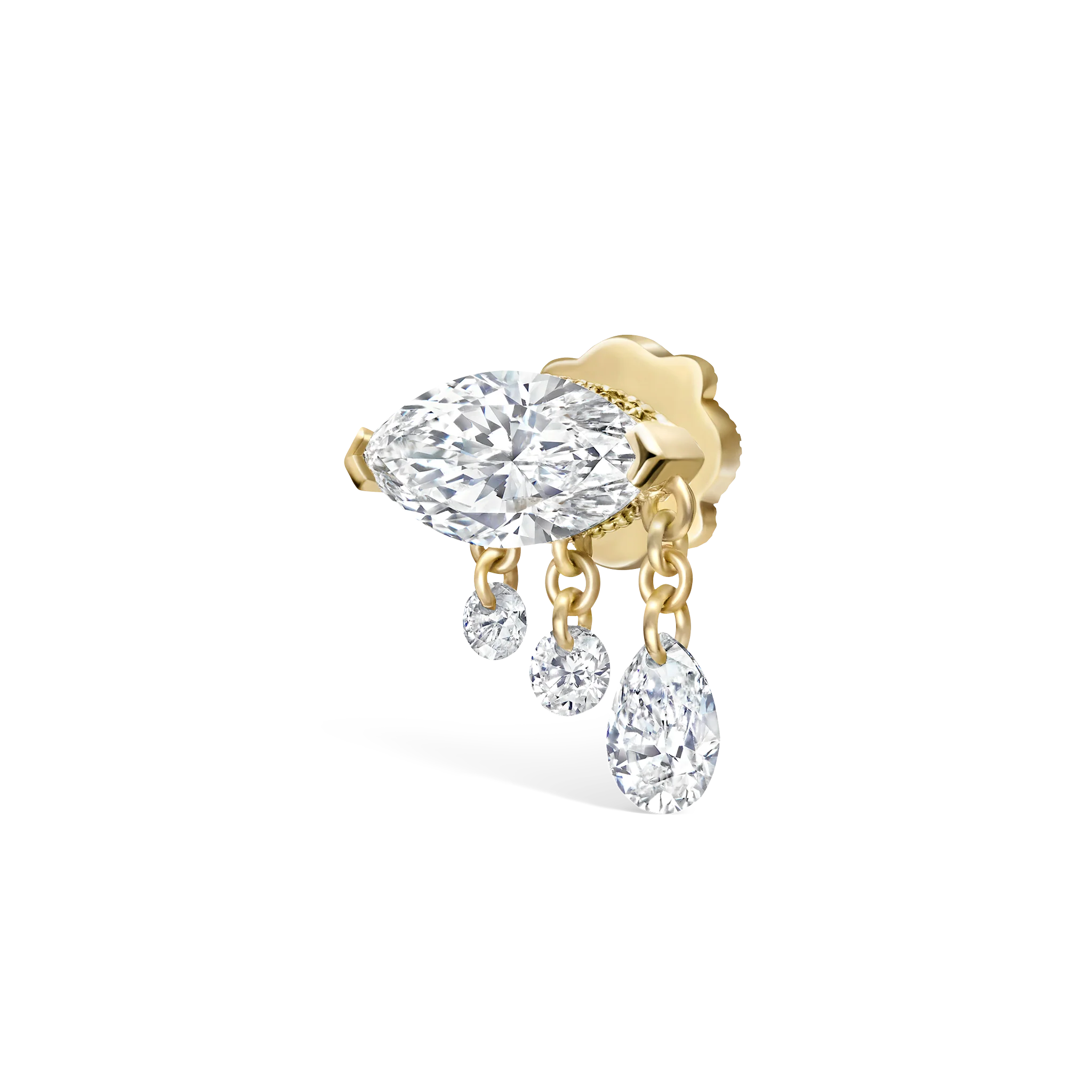 Triple Teardrop Marquise Diamond Threaded Stud Earring - Image 28