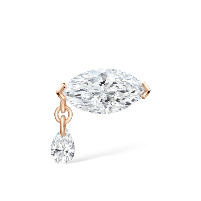 Single Teardrop Marquise Diamond Threaded Stud Earring - Image 15