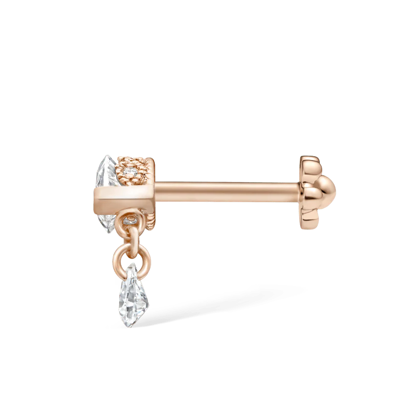 Single Teardrop Marquise Diamond Threaded Stud Earring - Image 19