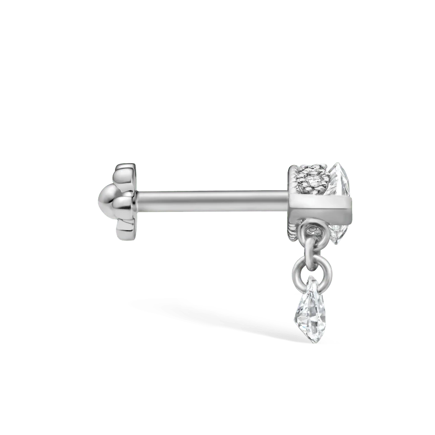 Single Teardrop Marquise Diamond Threaded Stud Earring - Image 4