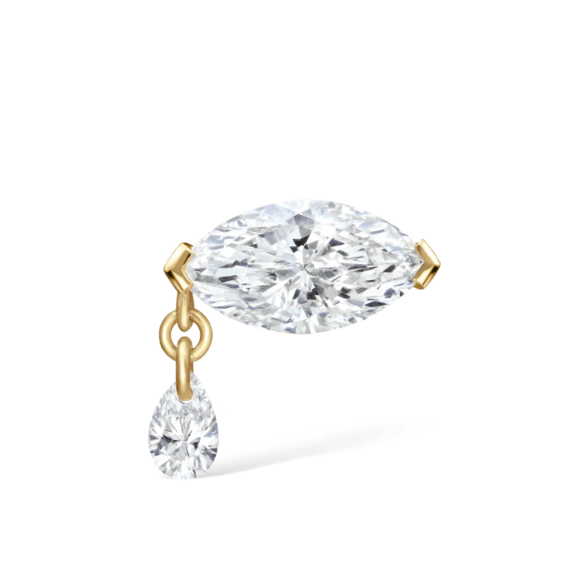 Single Teardrop Marquise Diamond Threaded Stud Earring - Image 9