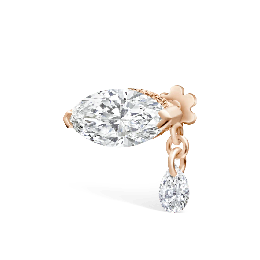 Single Teardrop Marquise Diamond Threaded Stud Earring With Titanium Backing - Image 17