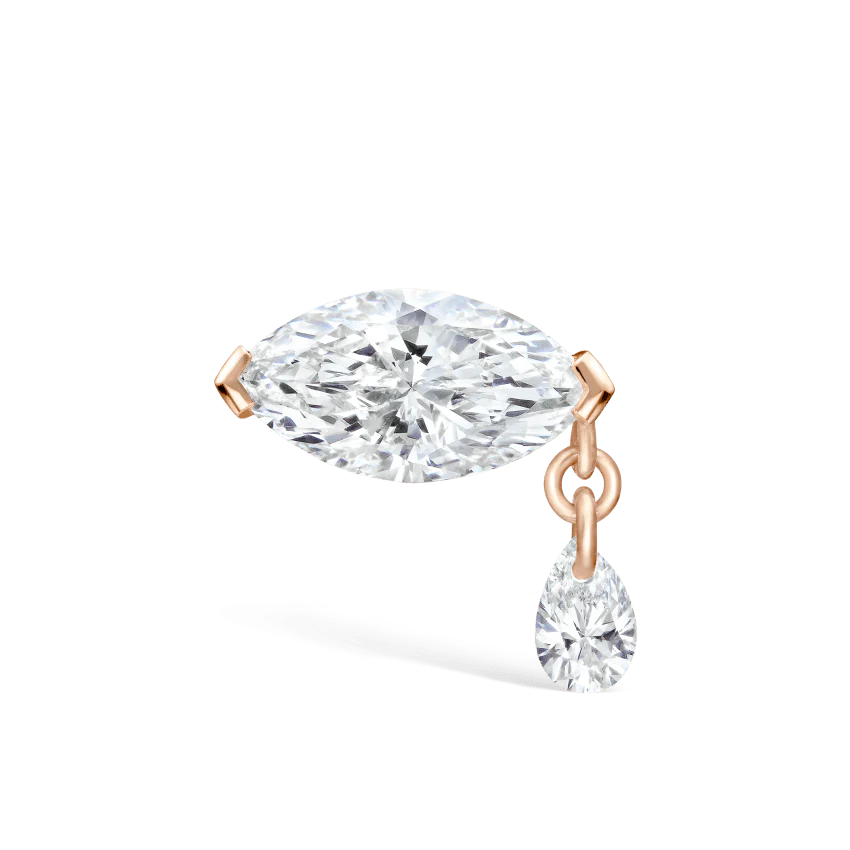 Single Teardrop Marquise Diamond Threaded Stud Earring With Titanium Backing - Image 18